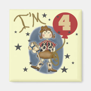 第4女性のカーボーイ誕生日Tシャツとギフト マグネット