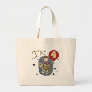 第4女性のカーボーイ誕生日Tシャツとギフト ラージトートバッグ