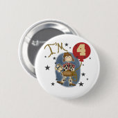 第4女性のカーボーイ誕生日Tシャツとギフト 缶バッジ (正面&裏面)