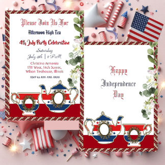 第4日7月ヴィンテージティーポットアフタヌーンハイティーパーティー 招待状