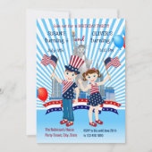 第4日7月誕生日コンジョインキッズパーティの招待状 招待状 (正面)