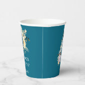 第4期フォトコラージブルーイエローフラワーティール（緑がかった色） 紙コップ (右)