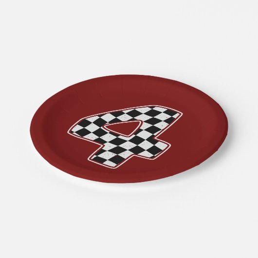 第4期市松模様に生誕生日第4カーレース国旗 ペーパープレート (アングル)