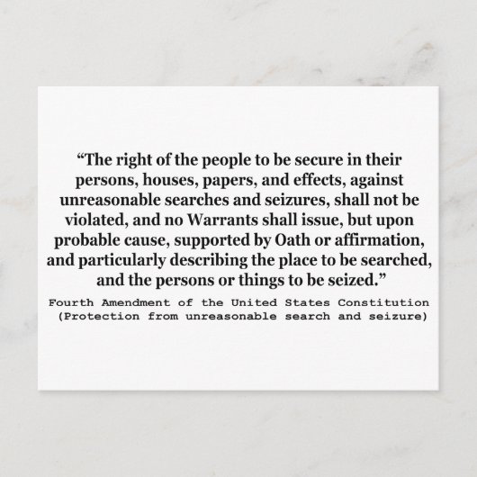 第4条憲法の統一された州改正 ポストカード (正面)