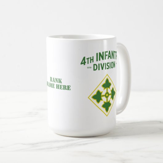 第4歩兵師団バッジ(カスタマイズ可能) コーヒーマグカップ (正面右)