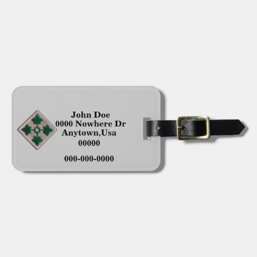 第4歩兵師団パッチ荷物タグ ラゲッジタグ (正面横)