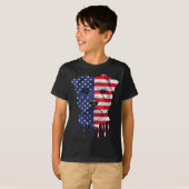 第4独立記念日のノーフォークテリアアメリカ国旗 Tシャツ (正面フル)