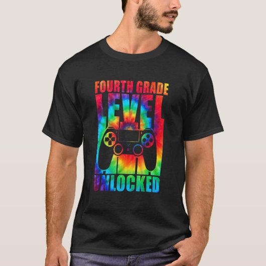 第4等級レベルのロック解除された絞り染め新学期 Tシャツ (正面)