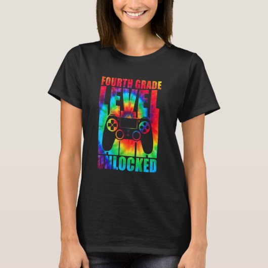 第4等級レベルのロック解除された絞り染め新学期 Tシャツ (正面)