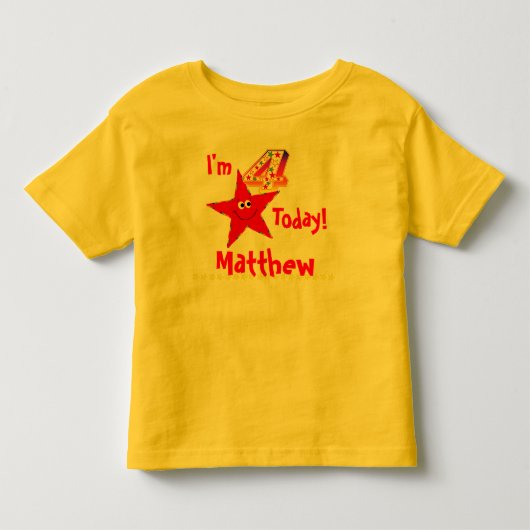第4誕生会のワイシャツの赤の星 トドラーTシャツ (正面)