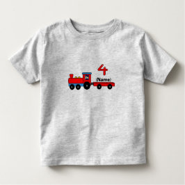 第4誕生日のパーソナライズな列車のTシャツ トドラーTシャツ