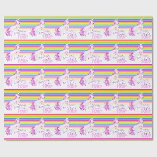 第4誕生日のユニコーンの芸術の虹の包装紙 ラッピングペーパー (フラット)