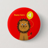 第4誕生日のライオンは一流の赤を加えます 缶バッジ (正面)