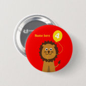 第4誕生日のライオンは一流の赤を加えます 缶バッジ (正面&裏面)
