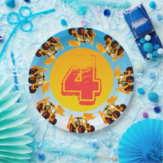 第4誕生日の子供の坑夫の建築のパーティー ペーパープレート (パーティー)