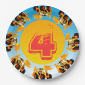 第4誕生日の子供の坑夫の建築のパーティー ペーパープレート (正面)