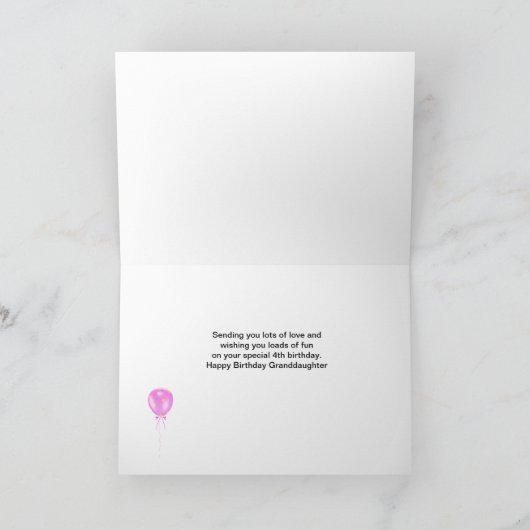 第4誕生日の孫娘 カード (内部)