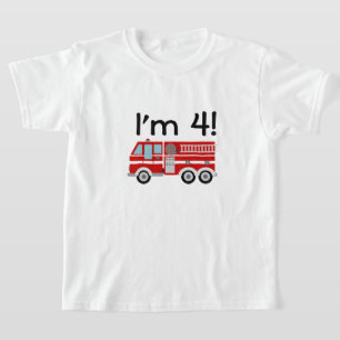 第4誕生日の消防車 Tシャツ