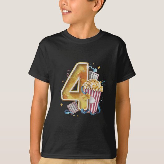 第4誕生日シネマ魔法ポップコーンアドベンチャー Tシャツ (正面)