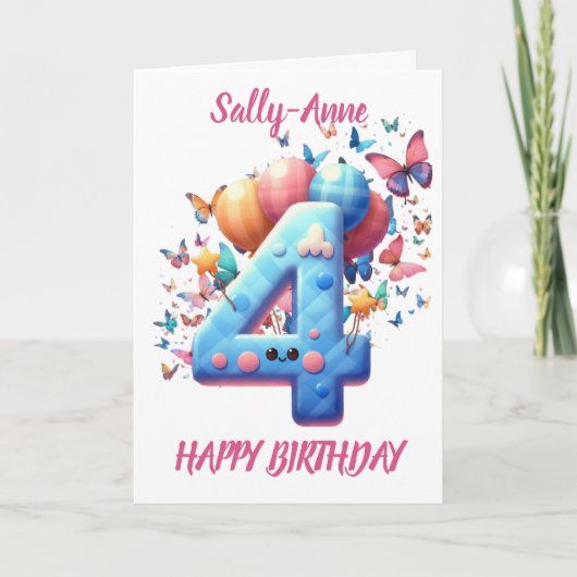 第4誕生日バルーンハッピーバースデー カード (正面)