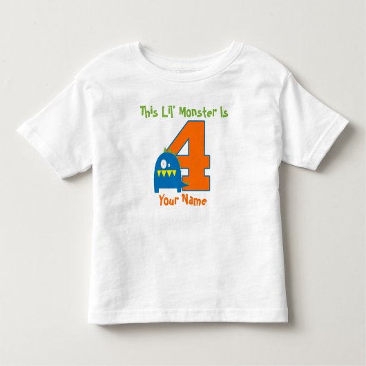 第4誕生日モンパーソナライズされたスターTシャツ トドラーTシャツ (正面)
