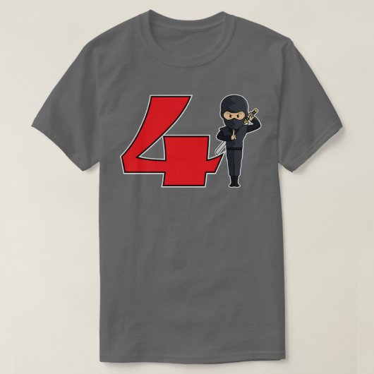 第4誕生日忍者サムライ空手テコンドー Tシャツ (デザイン正面)
