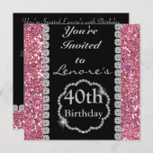 第40きらきら光るな誕生日のパーティの招待状 招待状 (正面/裏面)