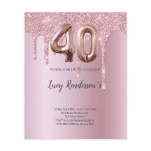 第40グリッター金ゴールドバラバルーン誕生日カード