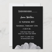 第40サプライズ誕生日白黒デイジーメタリック 招待状 (裏面)