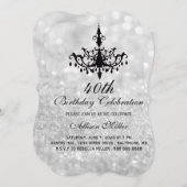 第40シルバーグラムシャンデリア誕生パーティー招待状 招待状 (正面/裏面)