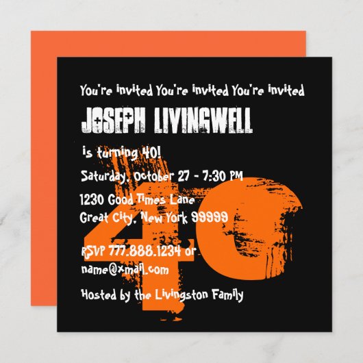 第40スカルハおもしろいロウィーン誕生日A08C 招待状 (正面/裏面)