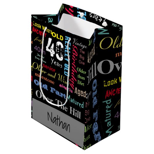 第40ハッピーバースデー|のマイル標石 ミディアムペーパーバッグ (正面アングル)