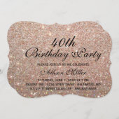 第40バラ金ゴールドグリッターファブグラム誕生パーティー 招待状 (正面/裏面)