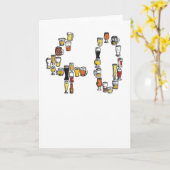 第40バースデー・カード、ビールカード カード (黄色い花)