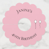 第40パーソナライズな誕生日気球と ワイングラスタグ (正面)