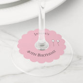 第40パーソナライズな誕生日気球と ワイングラスタグ (クローズアップ)