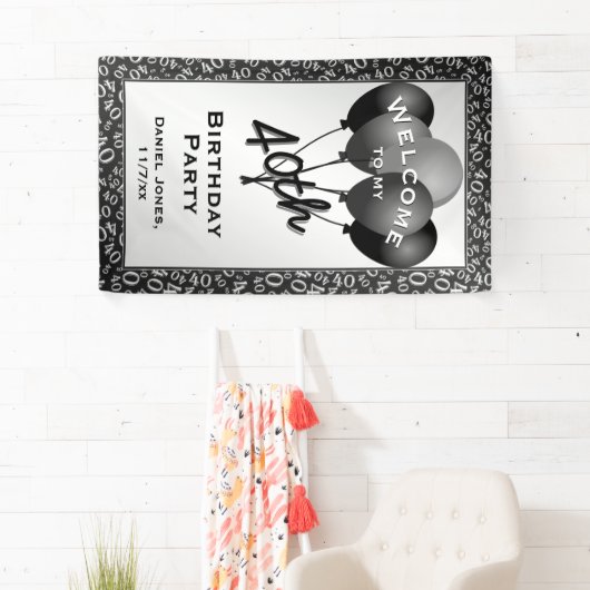 第40パーティー黒くか白い数パターンを歓迎して下さい 横断幕 (インサイチュ)