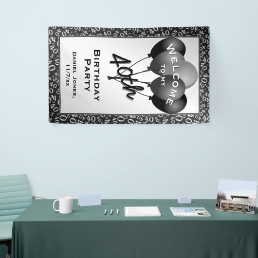 第40パーティー黒くか白い数パターンを歓迎して下さい 横断幕 (トレードショー)