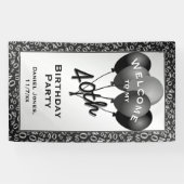 第40パーティー黒くか白い数パターンを歓迎して下さい 横断幕 (横)