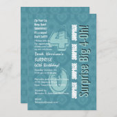 第40モダンな誕生日青および白いV15を驚かして下さい 招待状 (正面/裏面)