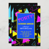 第40レトロカラフル誕生祝い 招待状 (正面/裏面)