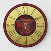 第40回コーディネーションアニバーサリールビー金ゴールド パーソナライズされた ラージ壁時計 (正面)