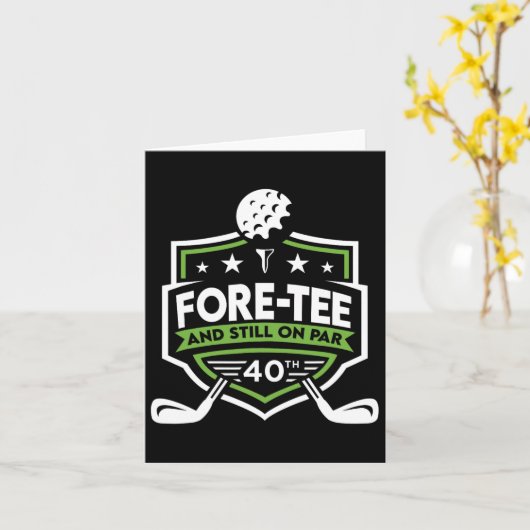 第40回ゴルフカートに残る40歳の誕生日Fore-Tee カード (黄色い花)