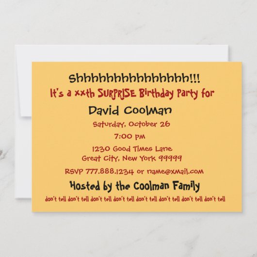 第40回サプライズ誕生日パーティーテンプレートV01 招待状 (裏面)