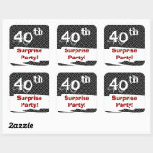 第40回サプライズ誕生日パーティー白黒と赤 スクエアシール (シート)