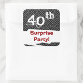 第40回サプライズ誕生日パーティー白黒と赤 スクエアシール (バッグ)