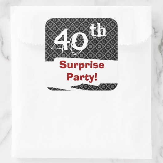 第40回サプライズ誕生日パーティー白黒と赤 スクエアシール (バッグ)