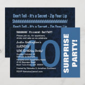 第40回サプライズ·バースデー·パーティー·ミッドナモダンイト·ブルー 招待状 (正面/裏面)