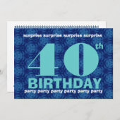 第40回サプライズ·バースデー·パーティーBlue and Aqua B400 招待状 (正面/裏面)