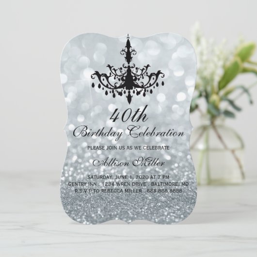 第40回シルバーグラムシャンデリア誕生日パーティー招待状 招待状 (スタンド正面)